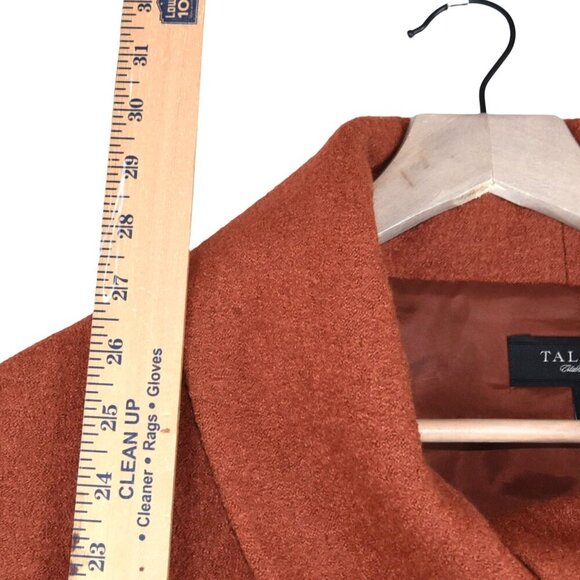 Talbots Cowl Collared Coat in Rust Orange Sz 12 60% Rayon 40% Wool Button Jacket - Picture 6 of 10